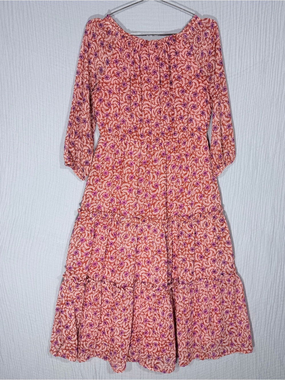 🌷Harlow & Rose | Peasant Tiered Midi Dress | Cottagecore Boho Prarie | size M - Picture 3 of 6